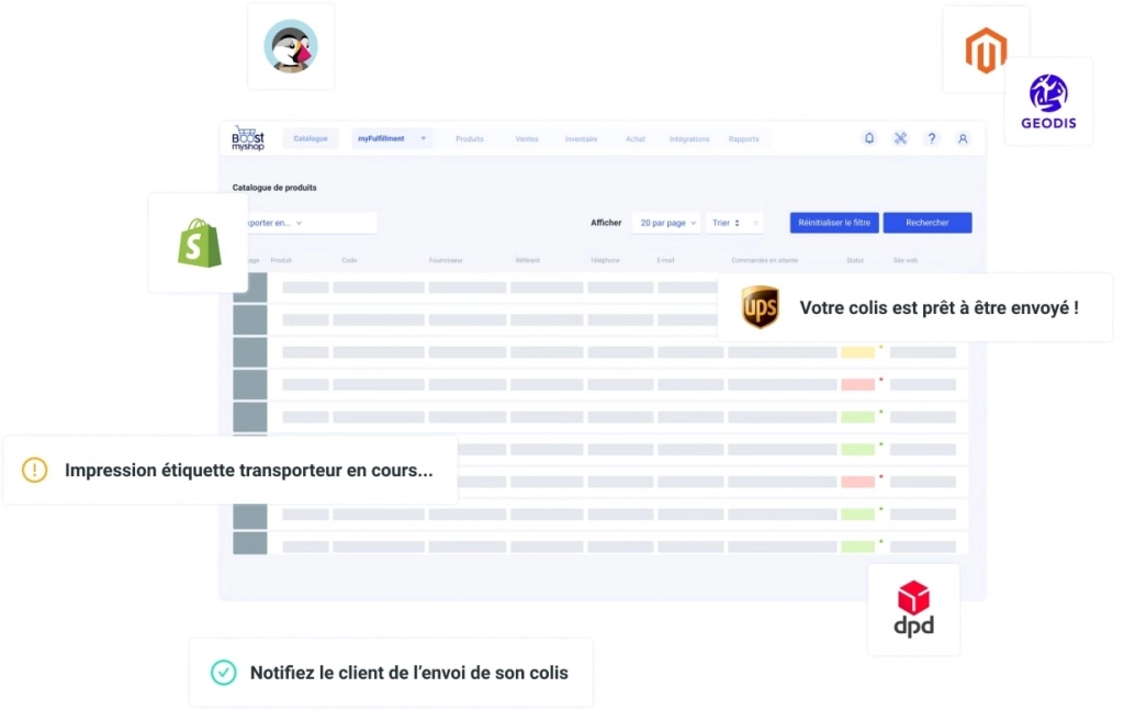 Démonstration de l'usage d'une solution logistique e-commerce pour le traitement des commandes clients 